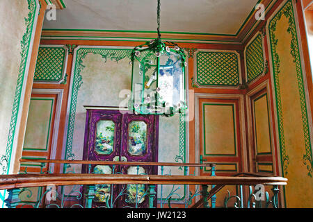 View of an old style executed in colorful floral design. Stock Photo