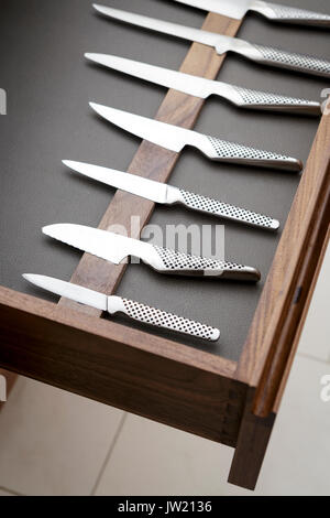 Knife drawer in modern kitchen drawer Stock Photo