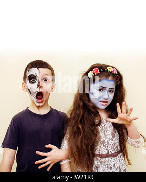 zombie apocalypse kids concept. Birthday party celebration facep Stock Photo