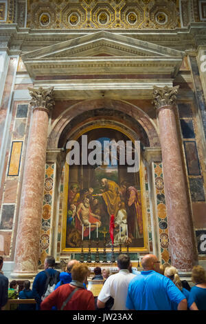 VATICAN CITY, VATICAN - OCTOBER 18, 2016: Interior of the famous St Peter's basilica. It is an Italian Renaissance church in Vatican City, the papal e Stock Photo