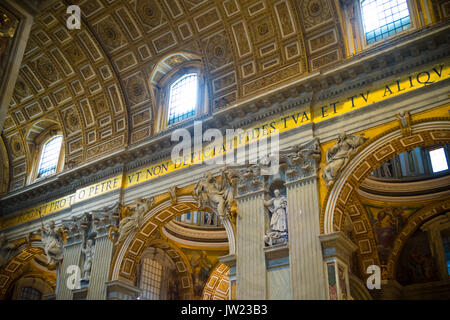 VATICAN CITY, VATICAN - OCTOBER 18, 2016: Interior of the famous St Peter's basilica. It is an Italian Renaissance church in Vatican City, the papal e Stock Photo