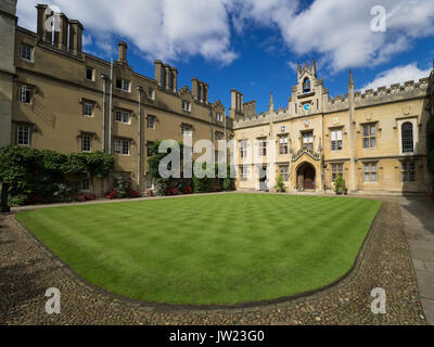 Sidney Sussex College, Chapel Court and Clock Tower, University of Cambridge, UK. The College was founded in 1596, famed as Oliver Cromwell's college. Stock Photo