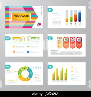 set of infographic presentation template flat design Stock Vector