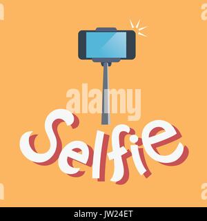 taking selfie photo on smart phone concept Stock Vector