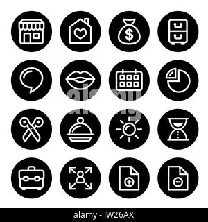 Website menu navigation round line icons, flat design - online shop, web page Stock Vector