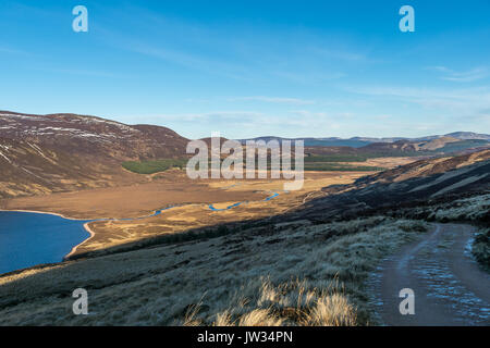 The head of Loch Muick and the Glen Muick valley. Stock Photo