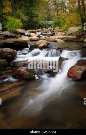 Fast moving river water at Buffalo Creek Chimney Rock Village near lake lure North Carolina Stock Photo