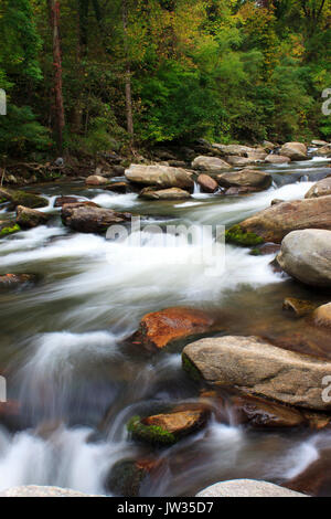 Fast moving river water at Buffalo Creek Chimney Rock Village near lake lure North Carolina Stock Photo