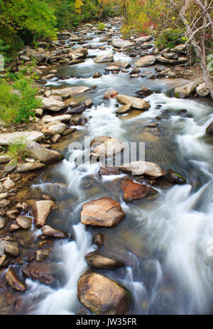 Fast moving river water at Buffalo Creek Chimney Rock Village near lake lure North Carolina Stock Photo