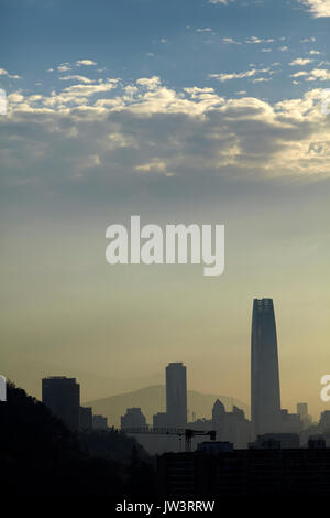 Sky Costanera skyscraper, Santiago and the Andes Mountains, Chile, South America Stock Photo