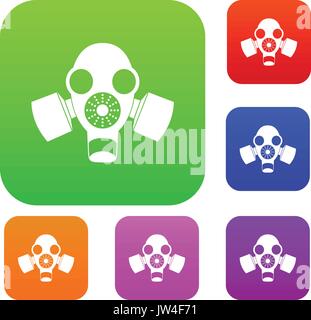 Black gas mask set collection Stock Vector