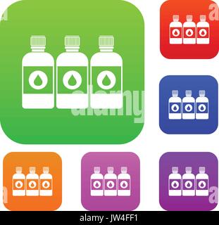 Printer ink bottles set collection Stock Vector