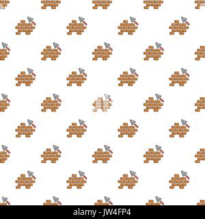 Trowel and brick wall pattern seamless Stock Vector