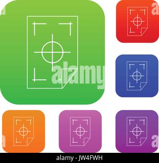 Printer marks on a paper set collection Stock Vector