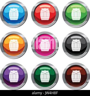 Honey keg set 9 collection Stock Vector