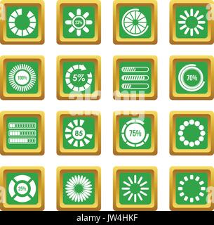 Loading bars and preloaders icons set green Stock Vector