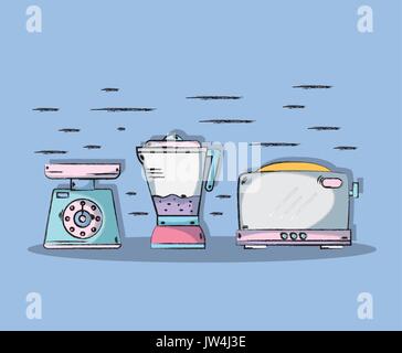 technology machines to used in the kitchen Stock Vector