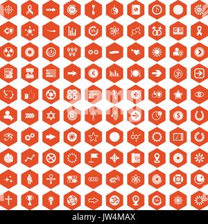 100 graphic elements icons hexagon orange Stock Vector