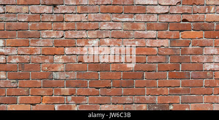 Long brick wall background - an old red brick wall with lots of character. Ideal urban modeling background for fashion or pop music industry. Also ide Stock Photo