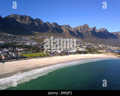 Aerial view over Camps Bay, Cape Town, South Africa Stock Photo