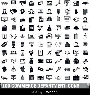 100 commerce department icons set, simple style  Stock Vector