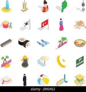 Hostelry icons set, isometric style Stock Vector