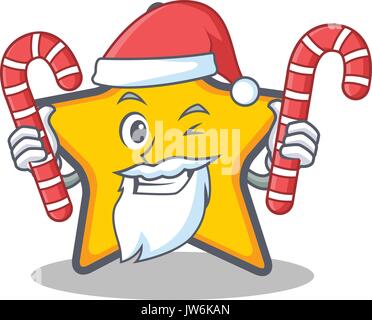 Santa with candy star character cartoon style Stock Vector