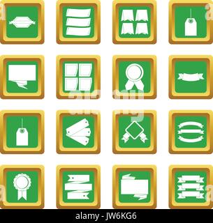 Different colorful labels icons set green Stock Vector
