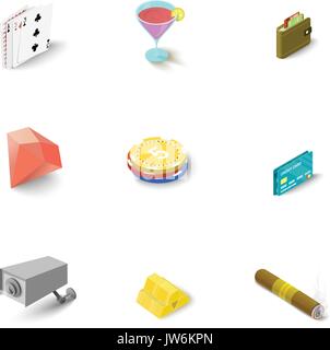 Casino icons set, isometric style Stock Vector