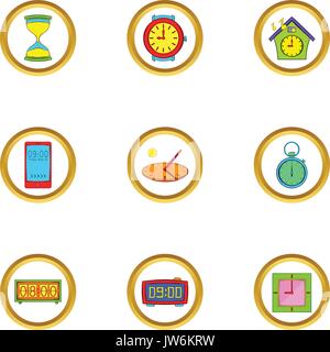 Clock icons set, cartoon style Stock Vector