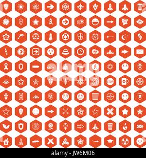100 logotype icons hexagon orange Stock Vector