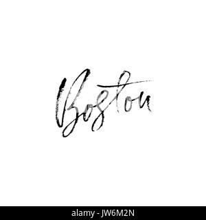 Boston, USA. City typography lettering design. Hand drawn modern dry brush calligraphy. Isolated vector illustration. Stock Vector