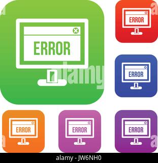 Error sign on a computer monitor set collection Stock Vector