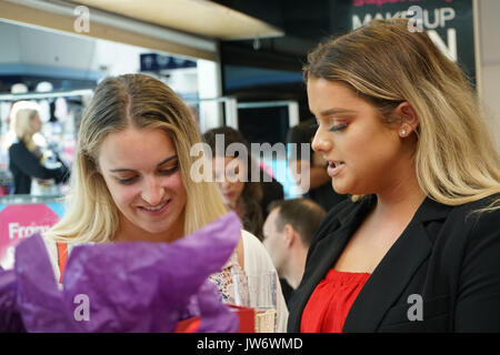 London, UK. 11th August, 2017. Rachel Leary is a celebrity youtube make up junkie from the UK, personal greeting customer to promote imPRESS nail at Superdrug in Surrey Quays, Shopping Centre on 11th August 2017, London, UK. Credit: See Li/Alamy Live News Stock Photo