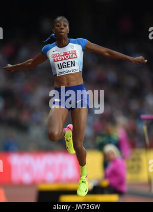 London, UK. 11th Aug, 2017. Lorraine Ugen of Great Britain jumps in the long jump final in London at the 2017 IAAF World Championships athletics. Credit: Ulrik Pedersen/Alamy Live News Stock Photo