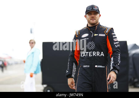 Lexington, Ohio, USA. 11th Aug, 2017. August 11, 2017 - Lexington, Ohio, USA: Justin Marks (42) hangs out in the garage during practice for the Mid-Ohio Challenge at Mid-Ohio Sports Car Course in Lexington, Ohio. Credit: Chris Owens Asp Inc/ASP/ZUMA Wire/Alamy Live News Stock Photo