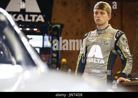 Lexington, Ohio, USA. 11th Aug, 2017. August 11, 2017 - Lexington, Ohio, USA: William Byron (9) hangs out in the garage during practice for the Mid-Ohio Challenge at Mid-Ohio Sports Car Course in Lexington, Ohio. Credit: Chris Owens Asp Inc/ASP/ZUMA Wire/Alamy Live News Stock Photo