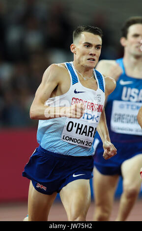 London, UK. 11th Aug, 2017. London, August 11 2017 . Chris O'Hare, Great Britain, in the men's 1500m semi-final on day eight of the IAAF London 2017 world Championships at the London Stadium. Credit: Paul Davey/Alamy Live News Stock Photo