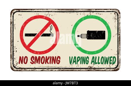 No Smoking and Vaping Allowed  vintage rusty metal sign on a white background, vector illustration Stock Vector