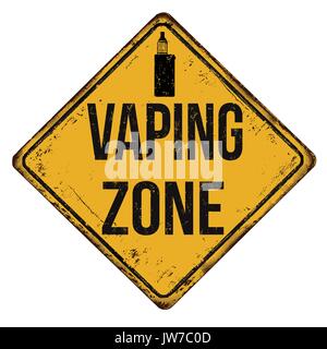 Vaping Zone vintage rusty metal sign on a white background, vector illustration Stock Vector