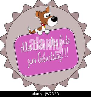 Badge with a terrier and the German words Happy Birthday ! Stock Vector