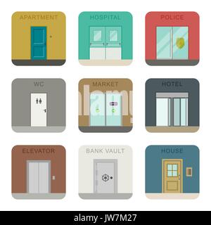 Doors icons set. Stock Vector
