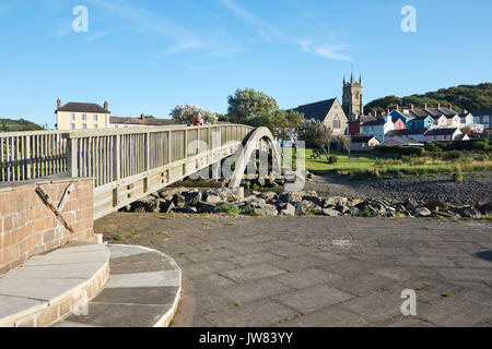 Pedestrian footbridge at Aberaeron, Ceredigion, Wales, UK Stock Photo
