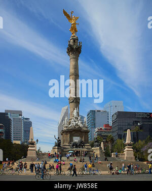 America; Mexico; Mexico City; Paseo de la Reforma; Angel of Independence monument Stock Photo