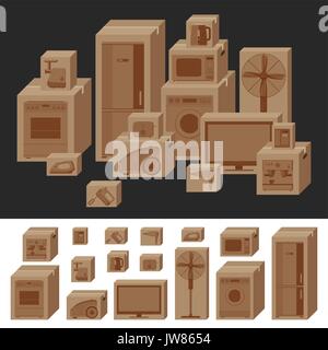 Boxes with household appliances. Stock Vector