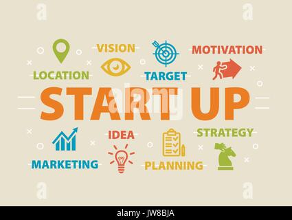 Start up. Concept with icons. Stock Vector