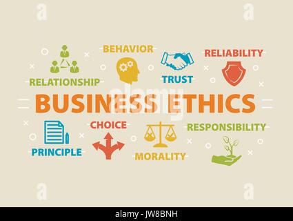 Business Ethics. Concept with icons. Stock Vector
