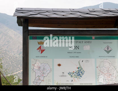 Tourist information sign, Son, Province of Lleida, Catalonia, Spain Stock Photo