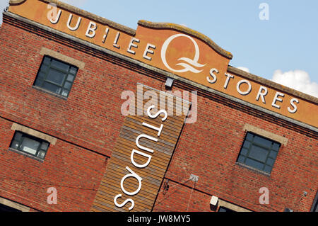 jubilee stores warehouse building at Newport quay on the river medina on the isle of wight. old british road services store building. Stock Photo