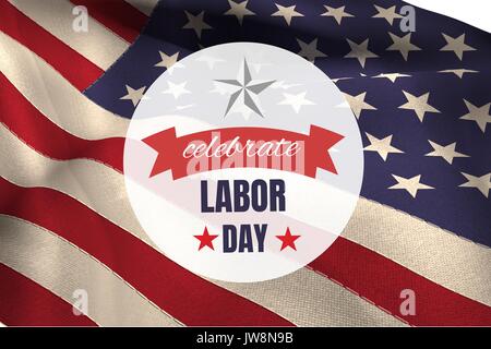 Digital composite of Labor day text over US flag Stock Photo